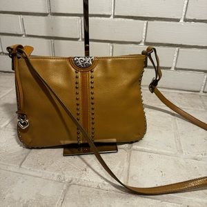 Brighton Pretty Tough Rex Studded Camel Tan Leather Messenger Bag